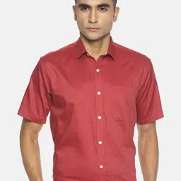 Balista Men Red Regular Fit Self Design Formal Shirt-image-14