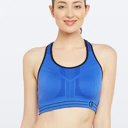 C9 AIRWEAR Seamless Blue Solid Non-Wired Non Padded Sports Bra-image-54