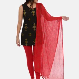 Souchii WomenRed & Gold Printed Dupatta with Tassels-picture-24