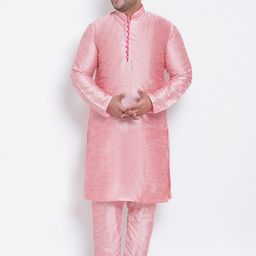 Hangup Men Pink Solid Kurta with Churidar-14