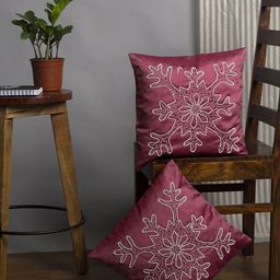 Alina decor Pink & White Set of 2 Embellished Square Cushion Covers-image-75