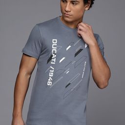 Ducati Men Grey Brand Logo Printed Pure Cotton T-shirt-image-66