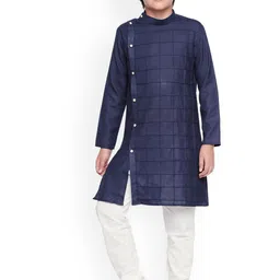 Jeetethnics Boys Navy Blue Solid Kurta with Pyjamas-image-73