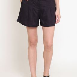 Sera Women Black Solid Loose Fit Regular Shorts-image-39