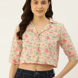 FERANOID Floral Print Cotton Boxy Crop Top-image-15