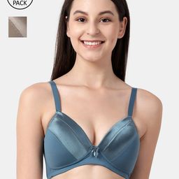 shyaway Teal & Brown Pack of 2 Non-Wired Lightly Padded Everyday Bra taab-c2b-235-32B-image-21