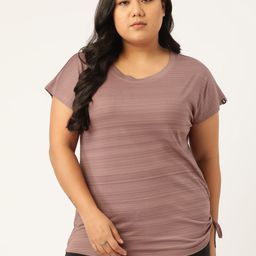 SPIRIT ANIMAL Plus Size Mauve Printed Extended Sleeves Knot Top-67
