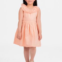KIDKLO Girls Peach-Coloured Solid Fit and Flare Dress-picture-9