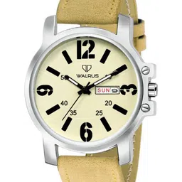 Walrus Men Beige Brass Printed Dial & Beige Straps Analogue Watch-picture-4
