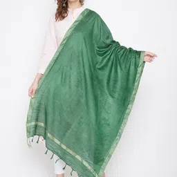 Clora Creation Green Solid Dupatta-11