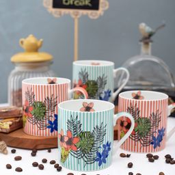 GOODHOMES Multicoloured Bone China Set of 4 Cup-28