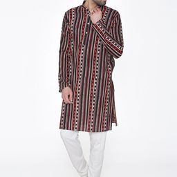 Wintage Men Black & Maroon Printed Straight Kurta-picture-30