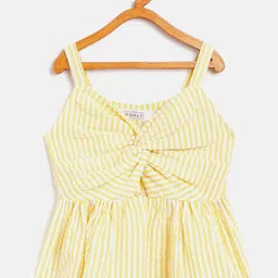 KIDKLO Girls Yellow & White Striped Twisted Pure Cotton Peplum Top-image-33