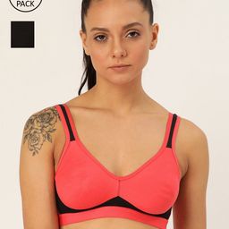 Lady Lyka Pack Of 2 Peach-Coloured & Black Non-Wired Non Padded Workout Bras YOUNGSTER-02-picture-38