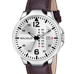 Walrus Men Silver-Toned Brass Dial & Brown Straps Analogue Watch WWTM-Cm-II-070902-48