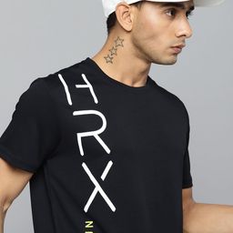 HRX By Hrithik Roshan Running Men Jet Black Rapid-Dry Brand Carrier T-shirts-image-7