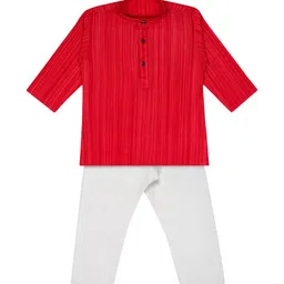 Superminis Boys Red Striped Kurta with Pyjamas-image-24