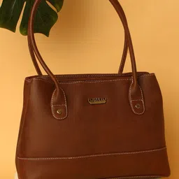 Fostelo Brown Structured Handheld Bag-43