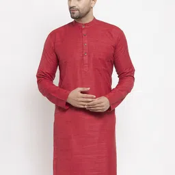 Jompers Men Maroon Thread Work Mandarin Collar Kurta-picture-36