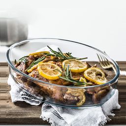 INCRIZMA Transparent Solid Borosilicate Glass Oval Baking Tray-29