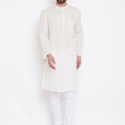 even Men Cream-Coloured Solid Straight Kurta-picture-16