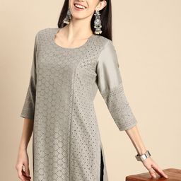 Anouk Women Schiffli Embroidered Kurta-image-33