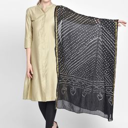 Dupatta Bazaar Black & White Bandhini Dyed Dupatta-31