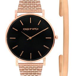 JOKER & WITCH Women Black & Rose Gold-Toned Sparks Fly Watch & Bracelet Gift Set-image-54
