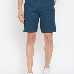 Hypernation Men Teal Blue Solid Regular Fit Sports Shorts-image-15