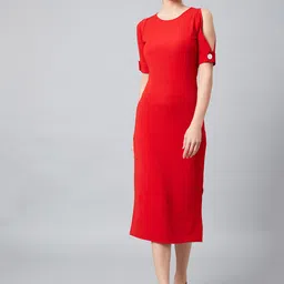 Athena Women Red Solid Sheath Dress-image-59