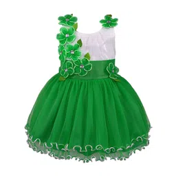 Wish Karo Girls Green Printed Fit and Flare Dress-image-87