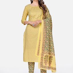 Vbuyz Women Yellow Ethnic Motifs Foil Print & Gota Patti Kurta With Trousers & Dupatta-picture-27