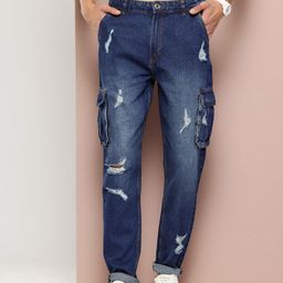 Harvard Men Cotton Tapered Fit Mildly Distressed Light Fade Jeans-picture-40