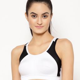 Floret White & Black Colourblocked Non-Wired Non Padded Workout Bra T3069_White_30B-14