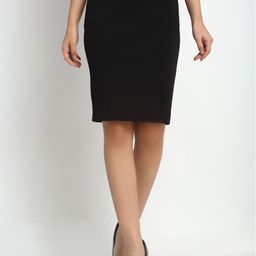 NEUDIS Women Black Solid Pencil Midi Skirt-23