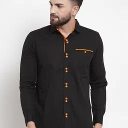 Purple State Men Black Slim Fit Solid Casual Shirt-image-14