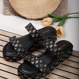 Anouk Printed Ethnic Wedge Sandals-10