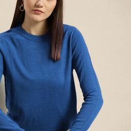 her by invictus Women Blue Solid Pullover-image-55