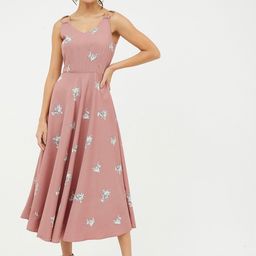 Harpa Pink Floral Midi Dress-image-6