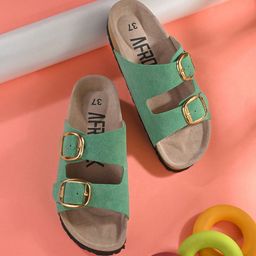 AfroJack Women Open Toe Flats with Buckles-picture-35