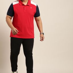 Sztori Men Plus Size Red Solid Polo Collar T-shirt-picture-8