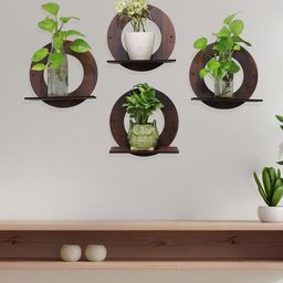 RANDOM Black Set of 4 Moon MDF Basic Wall Shelf-19