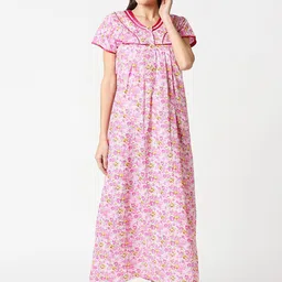 AV2 Pink Printed Maternity Nursing Nightdress-image-54