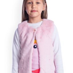 Cherry Crumble Girls Pink Solid Open Front Jacket-image-50