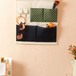 Cortina Unisex Off-White and Blue Printed Handbag Organiser-image-57