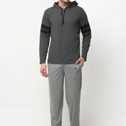 VIMAL JONNEY Men Grey & Black Solid Night Suit-image-38