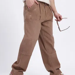 glitchez Men Mid-Rise Mildly Distressed Panelled Stretchable Loose Straight Fit Jeans-image-56