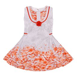 Wish Karo Girls White Printed Fit and Flare Dress-image-78