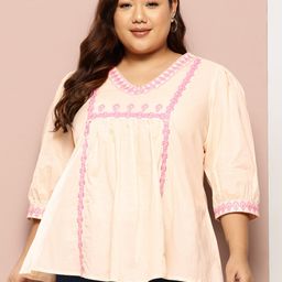 Sztori Plus Size Pure Cotton Embroidered Kurti-image-14
