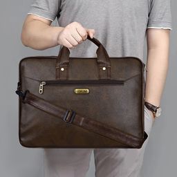 LOREM Unisex Synthetic Leather Textured Laptop Bag-13
